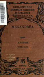 Menandrea ex papyris et membranis vetustissimis edidit Alfredus Koerte_cover