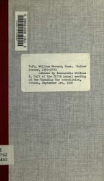 Address by Honourable William H. Taft at the fifth annual meeting of the Canadian Bar Association, Ottawa, September 1st, 1920_cover