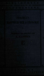 Des Claudius Ptolemäus Handbuch der astronomie .. 1_cover