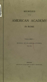 Memoirs of the American Academy in Rome 1_cover