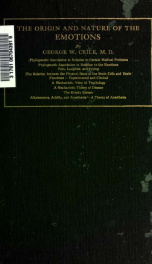 The origin and nature of the emotions; miscellaneous papers_cover